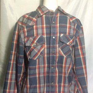 Ditch Plains Men Long Sleeve Western Plaid Pearl Snaps Size M Pre-Owned.